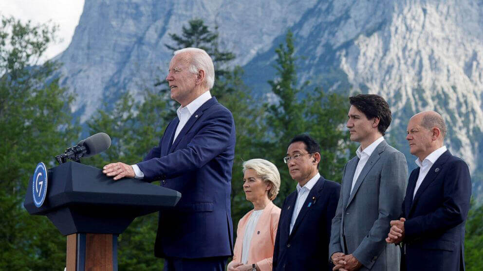 President Biden speaks at a mountainside
