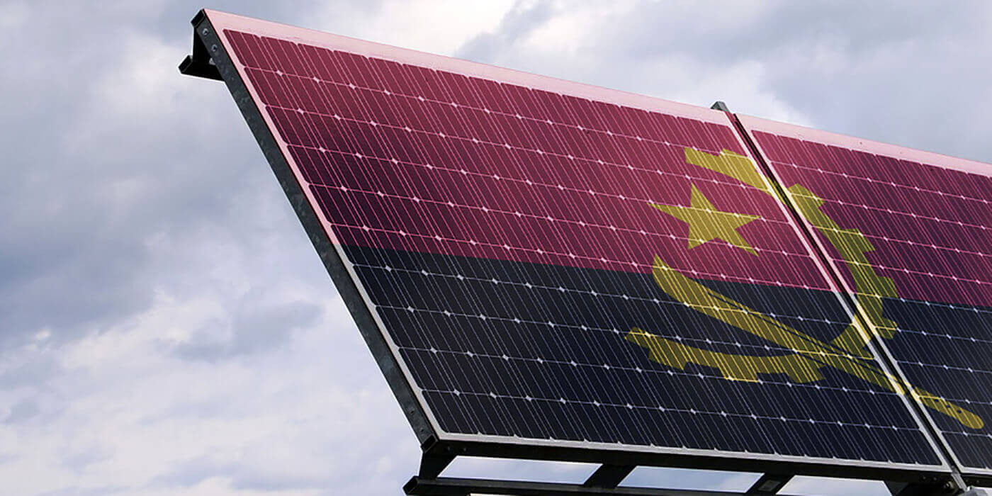 Angola Flag on solar panesl